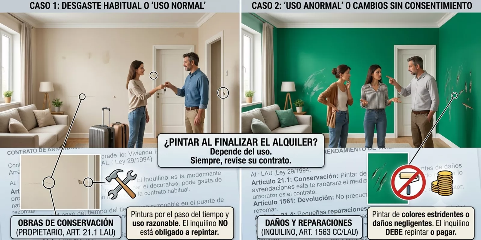 Pintura en el alquiler: obligaciones y soluciones